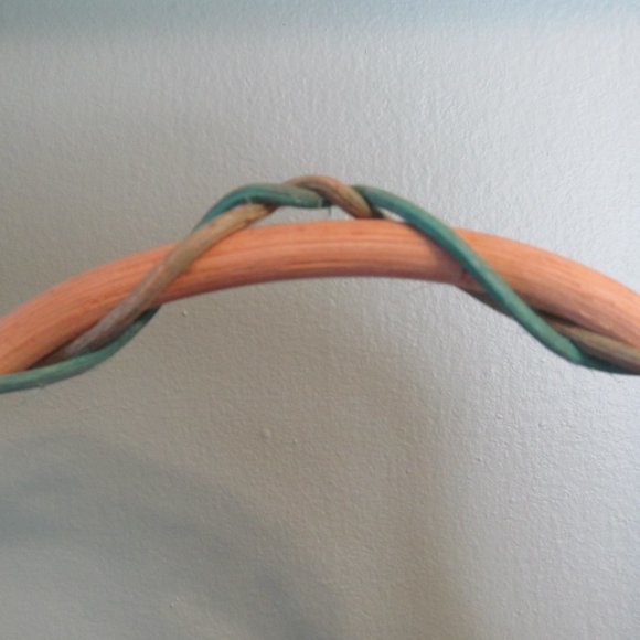 Vintage NWT Woven Wicker Basket w/ Handle Blue Green/Turquoise Paul Marshall NEW - Picture 7 of 12